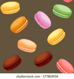Seamless pattern with colorful macaroons