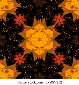 Seamless pattern with colorful mandala. Figure in the oriental style with traditional elements.