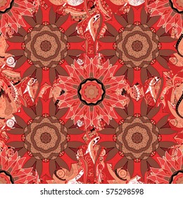 Seamless pattern with colorful mandala. Figure in the oriental style with traditional elements.