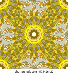 Seamless pattern with colorful mandala. Figure in the oriental style with traditional elements.