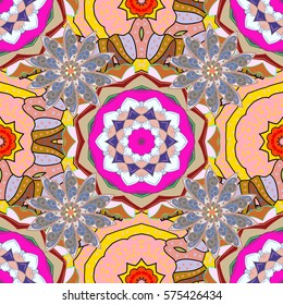 Seamless pattern with colorful mandala. Figure in the oriental style with traditional elements.
