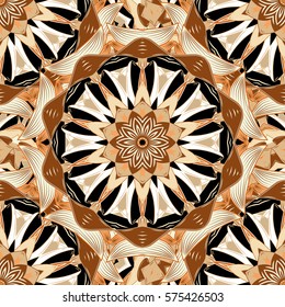 Seamless pattern with colorful mandala. Figure in the oriental style with traditional elements.
