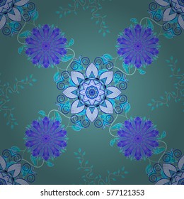 Seamless pattern with colorful mandala. Figure in the oriental style with traditional elements. Radial gradient shadow.