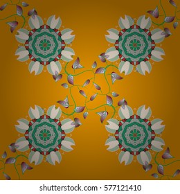 Seamless pattern with colorful mandala. Figure in the oriental style with traditional elements. Radial gradient shadow.