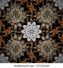 Seamless pattern with colorful mandala. Figure in the oriental style with traditional elements. Radial gradient shadow.