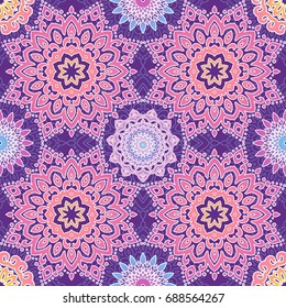 Seamless pattern with colorful mandala. Figure in the oriental style with traditional elements.