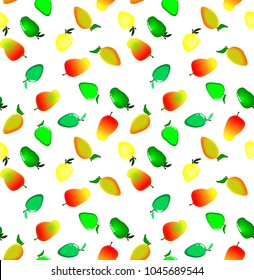 seamless pattern with colorful of mango on white background.