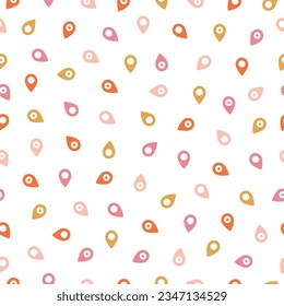 Seamless pattern with colorful map pin symbols