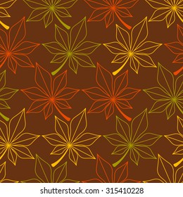 Seamless pattern with colorful maple leaf icons