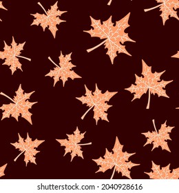 Seamless pattern with colorful maple leaves. Autumn background.