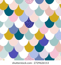 Patrón sin fisuras con escamas de peces de sirenas de colores. Textura marina de Vector decorativo