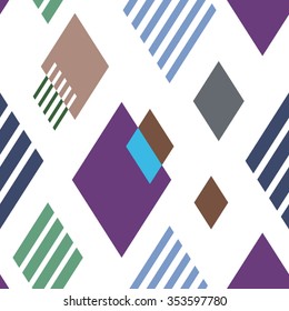 Seamless pattern. Colorful modern geometric abstract background template with designed ornament shapes. Vector abstraction beautiful illustration with place for your text. Poster, business card.
