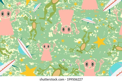 Seamless pattern of the colorful and monsters