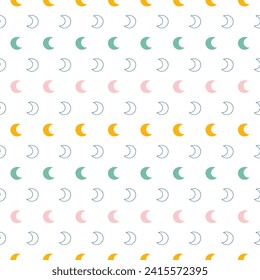 Seamless pattern with colorful moon