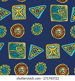 seamless pattern of colorful mosaic glass elements