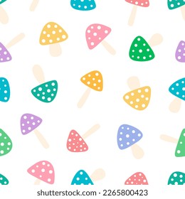 Seamless pattern colorful mushrooms vector illustration