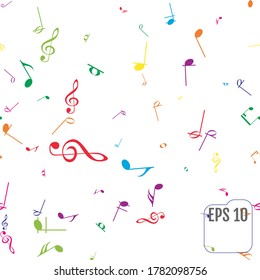 Patrón sin problemas con notas de música coloridas