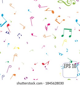 Patrón sin problemas con notas de música coloridas
