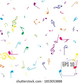 Seamless Pattern with Colorful music notes