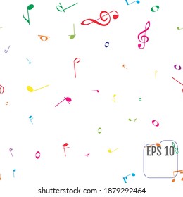 Patrón sin problemas con notas de música coloridas