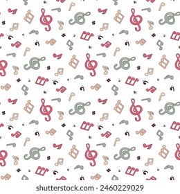 seamless pattern with colorful musical notes