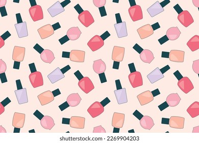 seamless pattern with colorful nail polish bottles - vector illustration