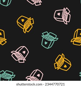 Seamless pattern with colorful noodle box