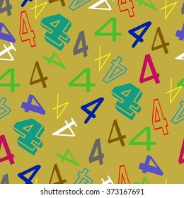 Seamless pattern with colorful number 4