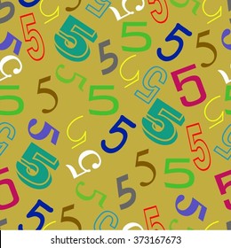 Seamless pattern with colorful number 5