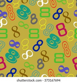 Seamless pattern with colorful number 8