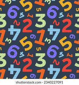 Seamless pattern with colorful numbers