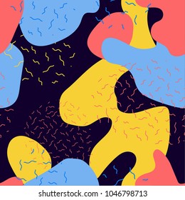 Seamless pattern with colorful organic shapes and texture