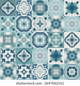 Padrão contínuo de azulejos coloridos ornamentais portugueses mostrando cores tradicionais. ideal para fundos e design têxtil