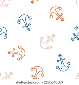 Seamless pattern with colorful outline anchors