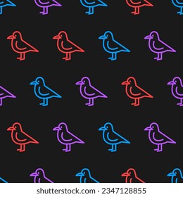 Seamless pattern with colorful outline birds