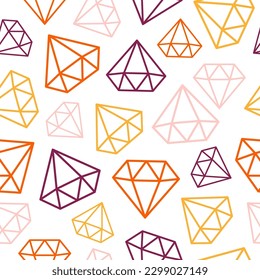 Seamless pattern with colorful outline diamonds