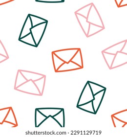 Seamless pattern with colorful outline envelopes