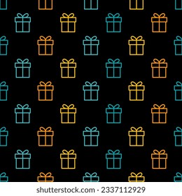 Seamless pattern with colorful outline gift