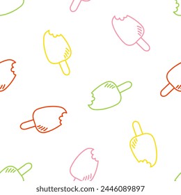 Seamless pattern with colorful outline ice cream