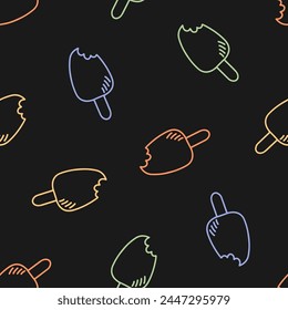 Seamless pattern with colorful outline ice cream