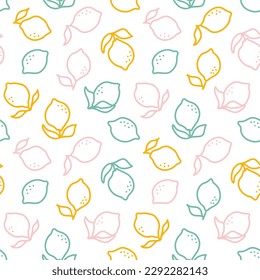 Seamless pattern with colorful outline lemons