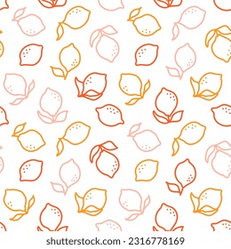 Seamless pattern with colorful outline lemons