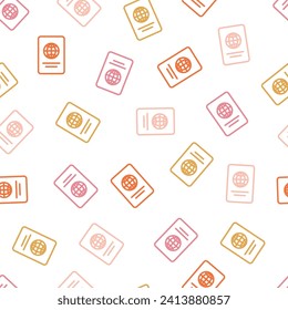 Seamless pattern with colorful outline passport