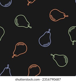 Patrón sin soldadura con peras de contorno coloridas