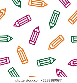 Seamless pattern with colorful outline pencil