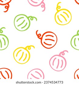 Seamless pattern with colorful outline pumpkin