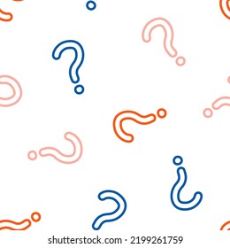 Seamless pattern with colorful outline question marks.