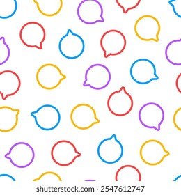 Seamless pattern with colorful outline speech bubbles