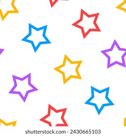 Seamless pattern with colorful outline stars