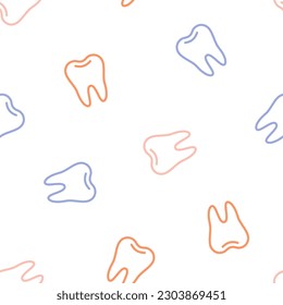 Seamless pattern with colorful outline teeth